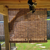 VELLOW Outdoor Bamboo Shades Sun Protection Bamboo Roll Up Window Blind, Retro Woven Roller Shades for Garden Patio Porch 27 36 40 43 45 50 55 58 60 62 66 68 72 76in Wide Cordless Bamboo Curtain VELLOW