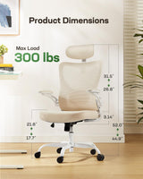 Marsail Ergonomic Office Chair: Office Computer Desk Chair with High Back Mesh and Adjustable Lumbar Support Rolling Work Swivel Task Chairs with Wheel 3D Armrests and Headrest (White) Marsail