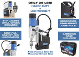 C.S. Unitec MABasic 450 Portable Magnetic Drill Press | 1150W 2-Speed Benchtop Power Drill Machine w/up to 1-3/4" Diameter & 6-1/3" Depth of Cut | Oil Bottle Included CS Unitec