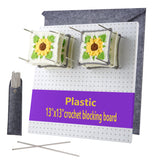 13’’Crochet Blocking Board with 20 Pegs/Pins Granny Square Blocking Boards for Crochet Projects,Plastic Waterproof Crochet Peg Blocking Board Gift for Crocheters and Beginners wuher