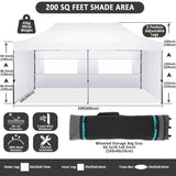 COBIZI 10x20 Pop Up Canopy with 6 Sidewall,Heavy Duty Canopy UPF 50+ All Season Wind Waterproof Commercial Outdoor Wedding Party Tents for Parties Canopy Gazebo with Roller Bag(10 x 20 ft White) COBIZI