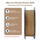 ZIRO Matte PLA Filament 1.75mm,1KG 3D Printer Filament,High Toughness PLA,Dimensional Accuracy +/- 0.03mm,Matte PLA Wood ZIRO