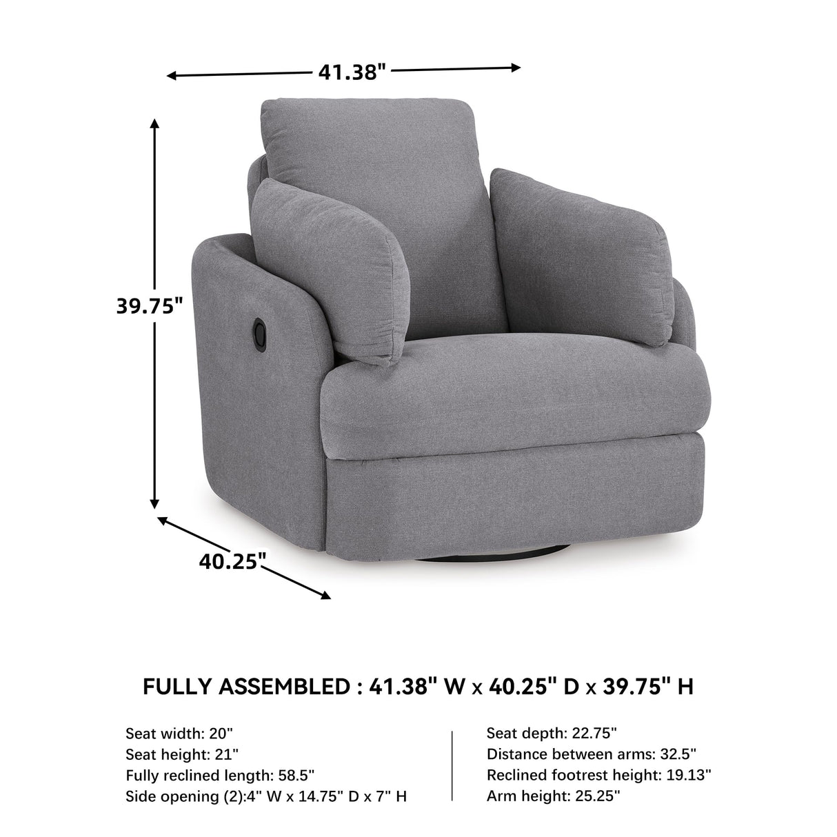 Signature Design by Ashley Modmax Contemporary Indoor Upholstered Press-Back Rocker Swivel Glider Recliner with Hidden Storages, Light Gray Signature Design by Ashley