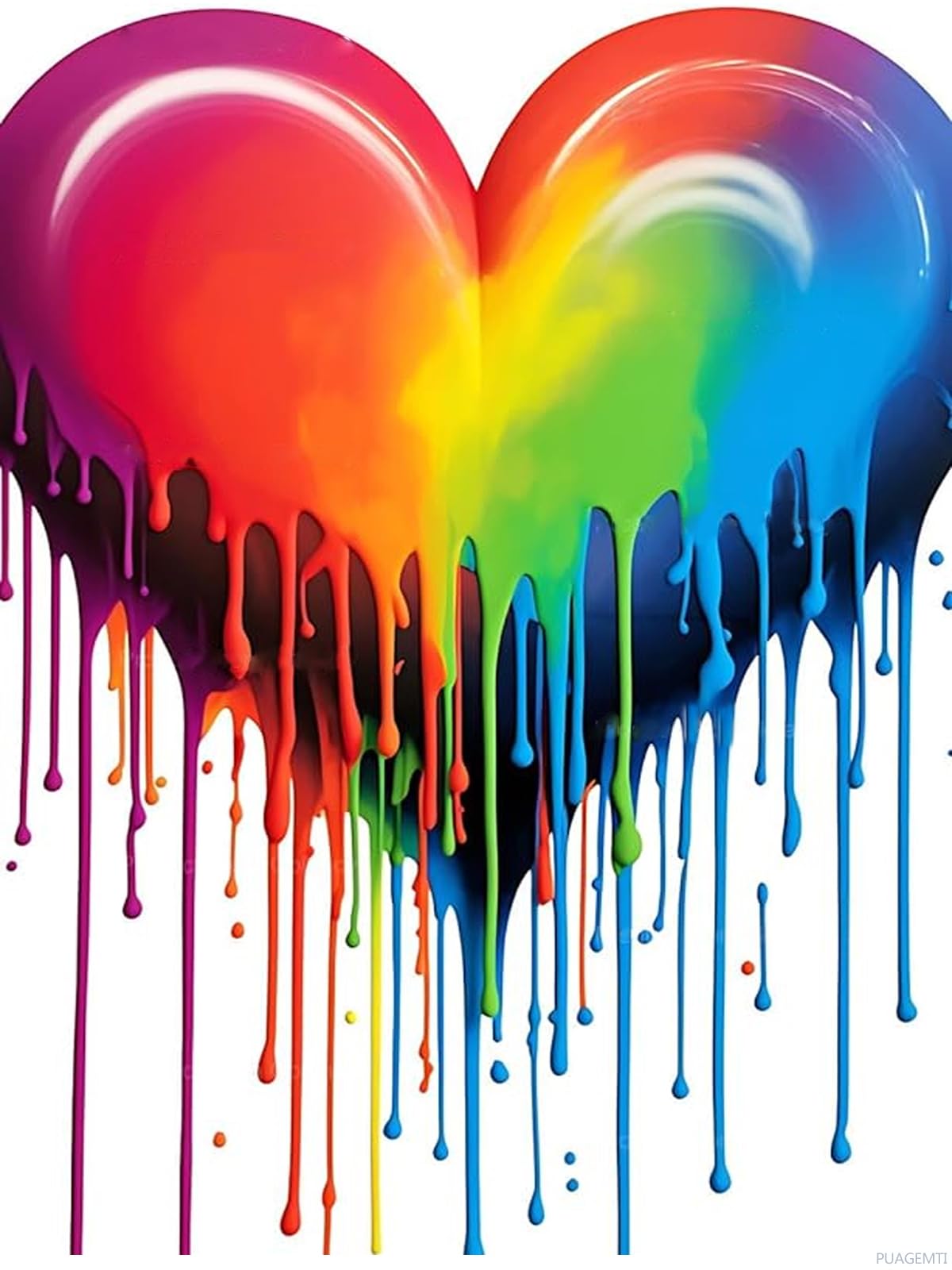 PUAGEMTI Rainbow Heart Diamond Painting Kits for Adults, Rainbow Pride Diamond Painting, Full Drill Crystal Rhinestone Craft Kits Home Wall Decor 12x16 inch PUAGEMTI