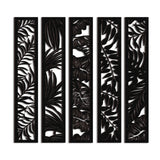 5 Pieces Wooden Wall Art Hollow Wall Decor Wood Wall Accents Themed Wood Panels for Home Decorations Bedroom Living Room, 15.7 x 2.9 x 0.2 Inch (Black, Leaf) Blulu