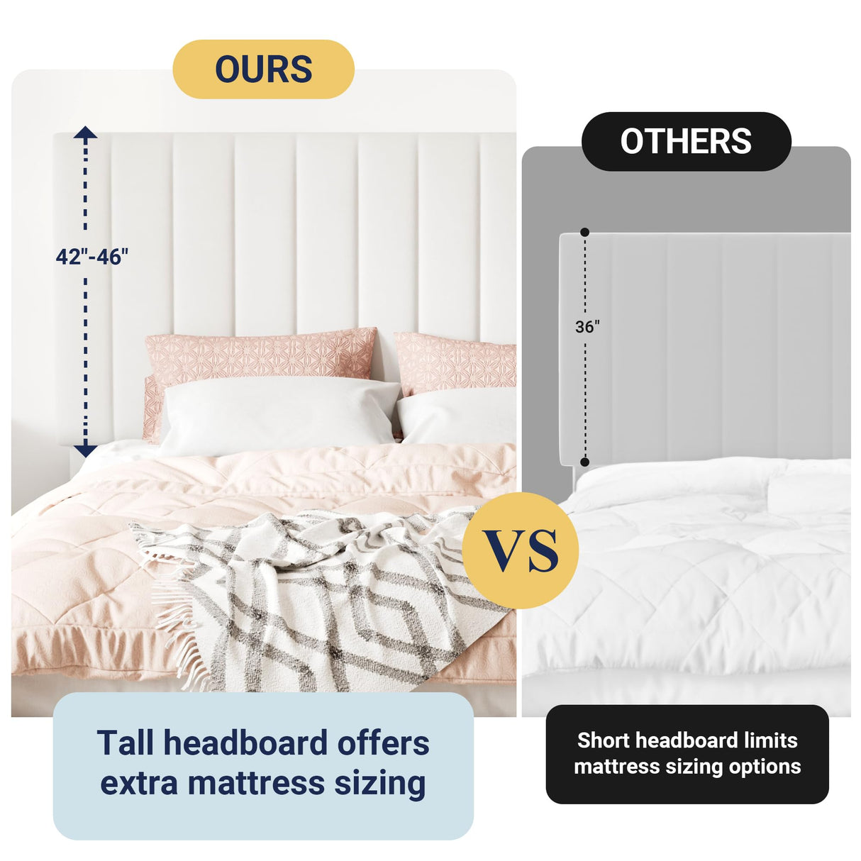 Allewie Full Size Storage Bed Frame, Vertical Channel Tufted Adjustable Headboard, Velvet Upholstered Platform Bed with 4 Oversized Underbed Drawers, Wooden Slats Support, No Box Spring Needed, White Allewie