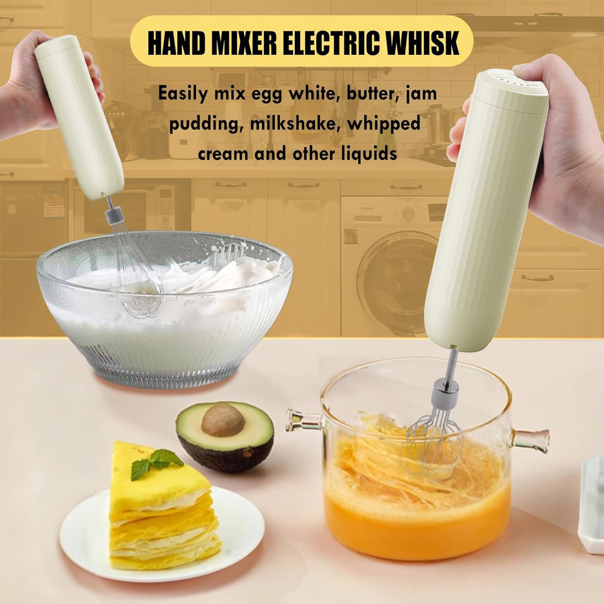 Hand Mixer Electric Handheld, Electirc Whisk, Handheld Mixer Electric, Hand Held Mixers, Cordless Hand Mixer, Mini Mixer, Whisk for Cooking, Rechargeable Handmixer and Whisker, 4-Speed,10Oz PowCube