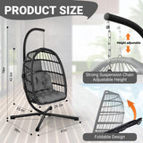 LEVELEVE Egg Chair with Stand,Patio Rattan Wicker Hanging Swing Egg Chair Hammock Chair for Bedroom Porch Garden,Thickened Aluminum Alloy Steel Frame and UV Resistant Cushion,350LBS Capacity(Grey) LEVELEVE