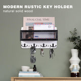 ADIIL Mail and Key Holder for Wall Decorative, Wooden Wall Key Rack Organizer with 4 Double Key Hooks, Wall Mount Key Hanger for Wall with Shelf, Rustic Home Decor for Entryway Hallway, White ADIIL