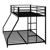 Twin Over Full Bunk Beds, Floor Bunk Bed Twin Over Full Bunk Beds with Build in Ladder, Heavy Buty Bunk Bed/Twin Over Full Bunk Bed for Adults, Teens, Kids(Twin Over Full, Black) Bellemave