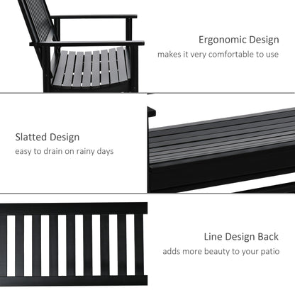 Outsunny Black Wooden Patio Glider Bench – Heavy Duty Outdoor Loveseat for Two with High Back and Armrests - WoodArtSupply