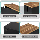 Bivvclaz Large Cable Management Box, Wooden Cord Organizer Box for Under Desk TV Computer Router USB Hub to Cover and Hide Extension Cords Power Stripes Surge Protectors Chargers Wires, Black Bivvclaz