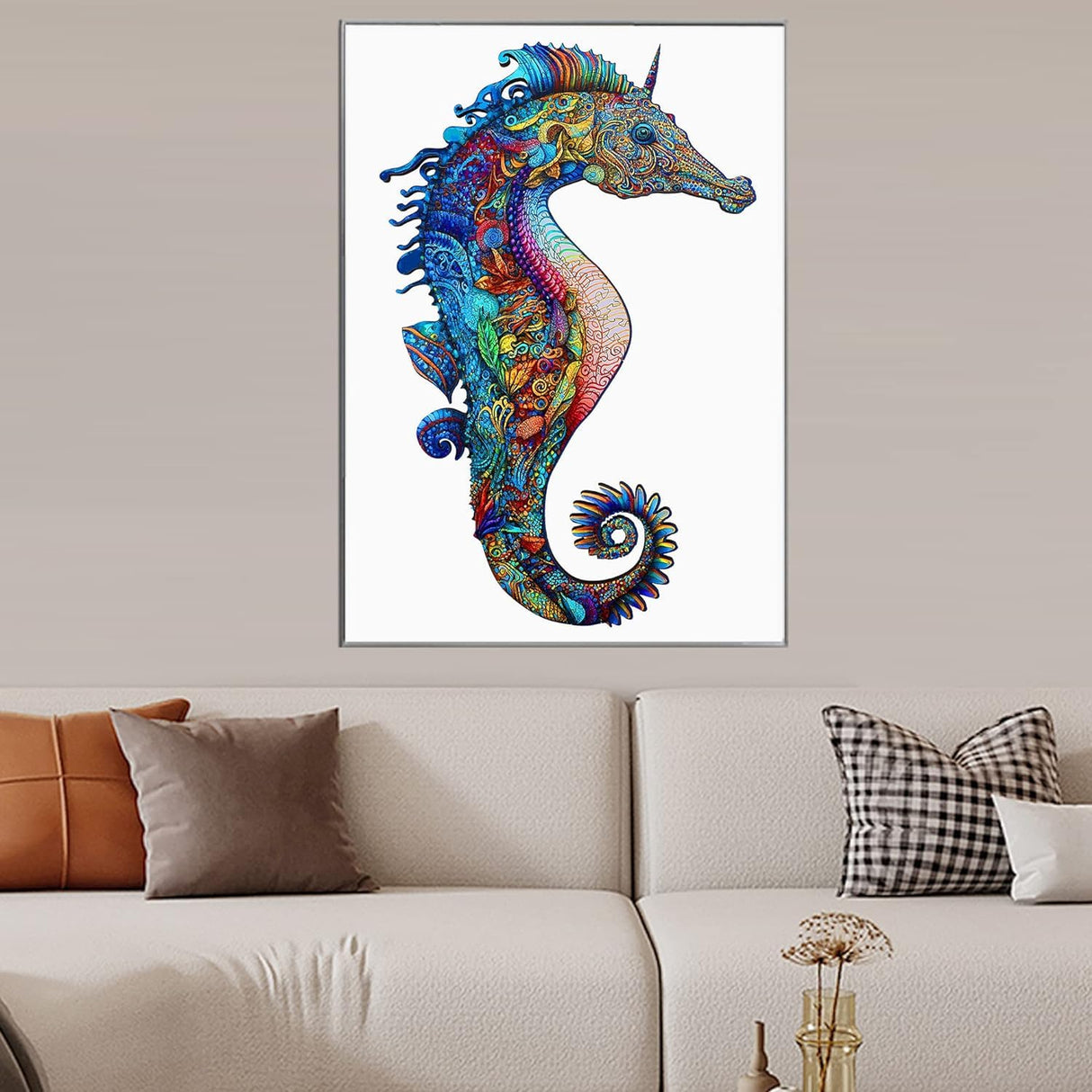 MYS Aurora Wooden Jigsaw Puzzles, Unicorn Seahorse Wood Puzzle 200 Pieces, Unique Shaped Wooden Puzzles for Adults and Kids, Family Game 8.5 x 13.4 Inches Mys Aurora