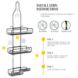 Shower Caddy Hanging Bathroom Organizer: Over Head Adjustable Rack for Tall Showerhead - Extra Large Storage Shelf for Big Shampoo Bottles with Soap Holder Skyapex