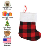 Iconikal 24-Pack Mini Christmas Stockings, 6-Inch, Red Buffalo Plaid Decoration Ornament Iconikal