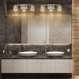 SineRise 3-Light Brushed Nickel Vanity Light with 3 Color Modes (3000K/4000K/6000K), Eye Protection LED Bathroom Light Fixture, Dimmable Modern Wall Light Over Mirror with Clear Glass Shade SineRise