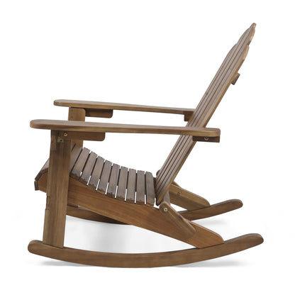 Christopher Knight Home Cara Outdoor Adirondack Acacia Wood Rocking Chair, Dark Brown Finish - WoodArtSupply