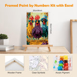 MOGTAA Chicken Paint by Numbers Kit for Adults Beginners with Frame, Animal Adult Paint by Number Kits on Canvas with Easel, Easy DIY Oil Painting Kits for Home Decor, 8x12in MOGTAA