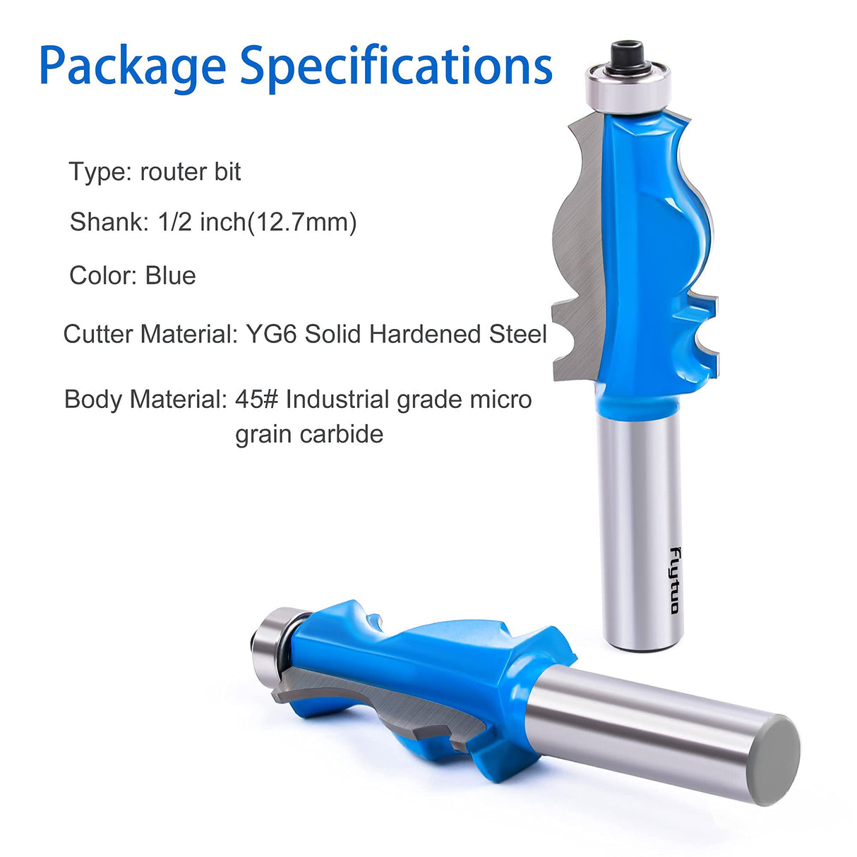 Flytuo 2PCS Architectural Molding Router Bit Set with 1/2" Shank, Enhance Your Woodworking with Corner Rounding & Edge-Forming Flytuo