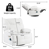 EDWELL White Power Recliner Chair, Swivel Rocking Recliner Chairs for Adults with Massage and Heated, Soft Single Reclining Swivel Sofa with USB, USB-C Ports for Living Room EDWELL