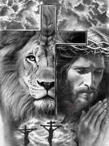 PUAGEMTI Jesus and Lion Jesus Christ Jesus Lion Jesus Christian Jesus Religious 5D Adult Diamond Art,DIY Diamond Art Painting Kits for Decor Canvas 30x40cm PUAGEMTI