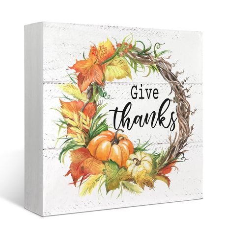 Mtrgdn Signs for Home Decor，Give Thanks Pumpkin Wooden Signs，Wooden Signs for Home Decor， Fall Signs，Farmhouse Signs，Thanksgiving Decorations，Pumpkin decorations Mtrgdn