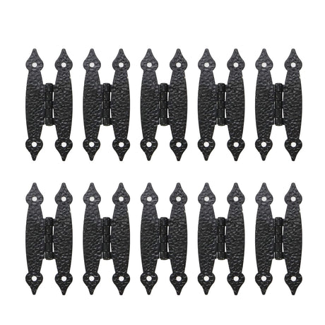 Pastlla 10pcs Cabinet Hinge Antique H Hinges Cold Rolled Steel Flat Hinges Decorative Hinges Hardware for Cabinet Cupboard Jewelry Box Door Black 3.5 Inch Pastlla