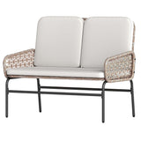 DWVO Outdoor Loveseat, All Weather Wicker Patio Sofa with Soft Cushions & High Back, Porch Furniture for Backyard, Balcony and Deck, Beige DWVO