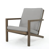 Christopher Knight Home Leah Outdoor Acacia Wood Chat Set with Water Resistant Cushions, 3-Pcs Set, Grey Finish / Grey Christopher Knight Home