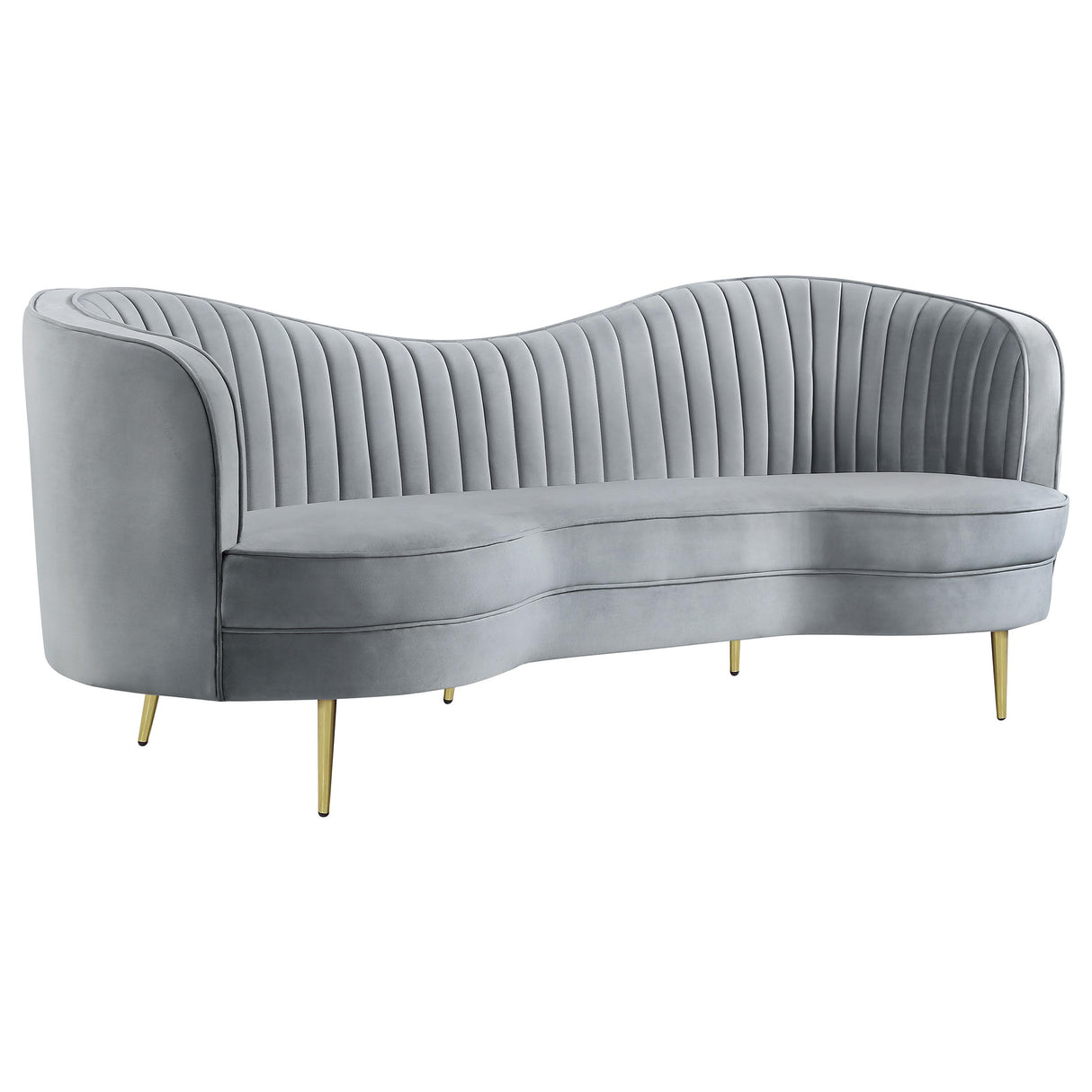 Coaster Home Furnishings - Sophia - Velvet Fabric Upholstered Channel Tufted Stationary Sofa with Inverted Camel Back - Contemporary - Living Room - Gray - 506864 Coaster Fine Furniture