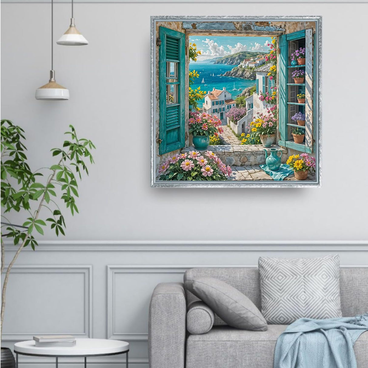 JXDXDJ Landscape Diamond Art Kits for Adults,Flowers Full Round Drill 5D Diamond Painting Kits for Beginners,DIY Diamond Dots Paintings Picture Gem Art for Adults Crafts,Home Wall Decor 13.78x13.78 In JXDXDJ