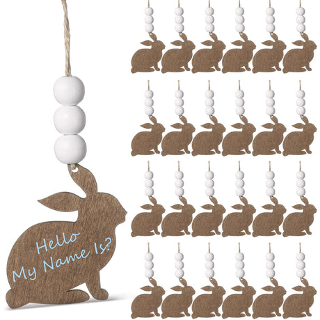 Gulfmew Easter Basket Tags Wooden Bunny Easter Name Tag Crafts DIY Blank Sign Hanging Personalized Rabbit Tag for Easter Decoration Party Hanging Ornament(24 Pcs) Gulfmew
