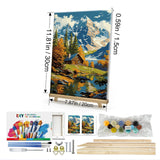 HeeBenor Framed Paint by Numbers Kit for Adults, Mountain Paint by Number with Easel, DIY Acrylic Landscape Oil Painting Kit, Adult Paint by Number Kits Framed Canvas for Home Decor 8x12 Inch HeeBenor