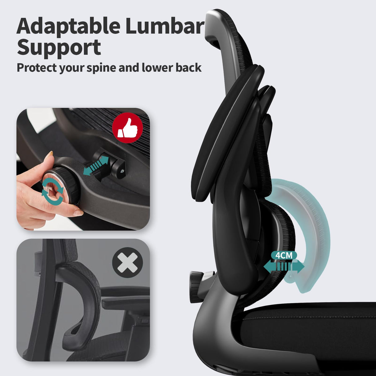 TRALT Office Chair - Ergonomic Desk Chair with Adjustable Lumbar Support, Mesh Computer Chair, Executive Chair for Home Office Comfortable Lumbar Support (Black) TRALT