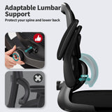 TRALT Office Chair - Ergonomic Desk Chair with Adjustable Lumbar Support, Mesh Computer Chair, Executive Chair for Home Office Comfortable Lumbar Support (Black) TRALT