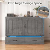 PUREMIND Queen Size Murphy Bed Cabinet,Cabinet Beds with Storage Drawers, Murphy Chest Bed with USB Charging Station, Murphys Space-Saving Wallbed for Bedroom, Guest Room PUREMIND