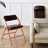 ALeesing Folding Chairs with Padded Seats, Wooden Folding Chairs Set of 2, 31" Stackable Folding Dining Chairs, Folding Extra Chair for Guests Kitchen, Bedroom, Living Room, Party Chairs, Wood Brown ALeesing