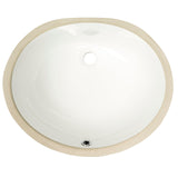 MSI 17 inch x 14 inch Oval Porcelain Ceramic Undermount Bathroom Vanity Vessel Sink, White MSI
