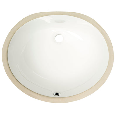 MSI 17 inch x 14 inch Oval Porcelain Ceramic Undermount Bathroom Vanity Vessel Sink, White