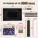Jigsaw Puzzle Mat Roll Up - 2000 1500 1000 500 Pcs Puzzles Mats, Black Smooth Top & Non-Slip Felt Bottom Roll-Up Puzzle Matte for Sorting Table, Board, Frame, Storage+ 6 Save Trays. for Adults Lwoeo