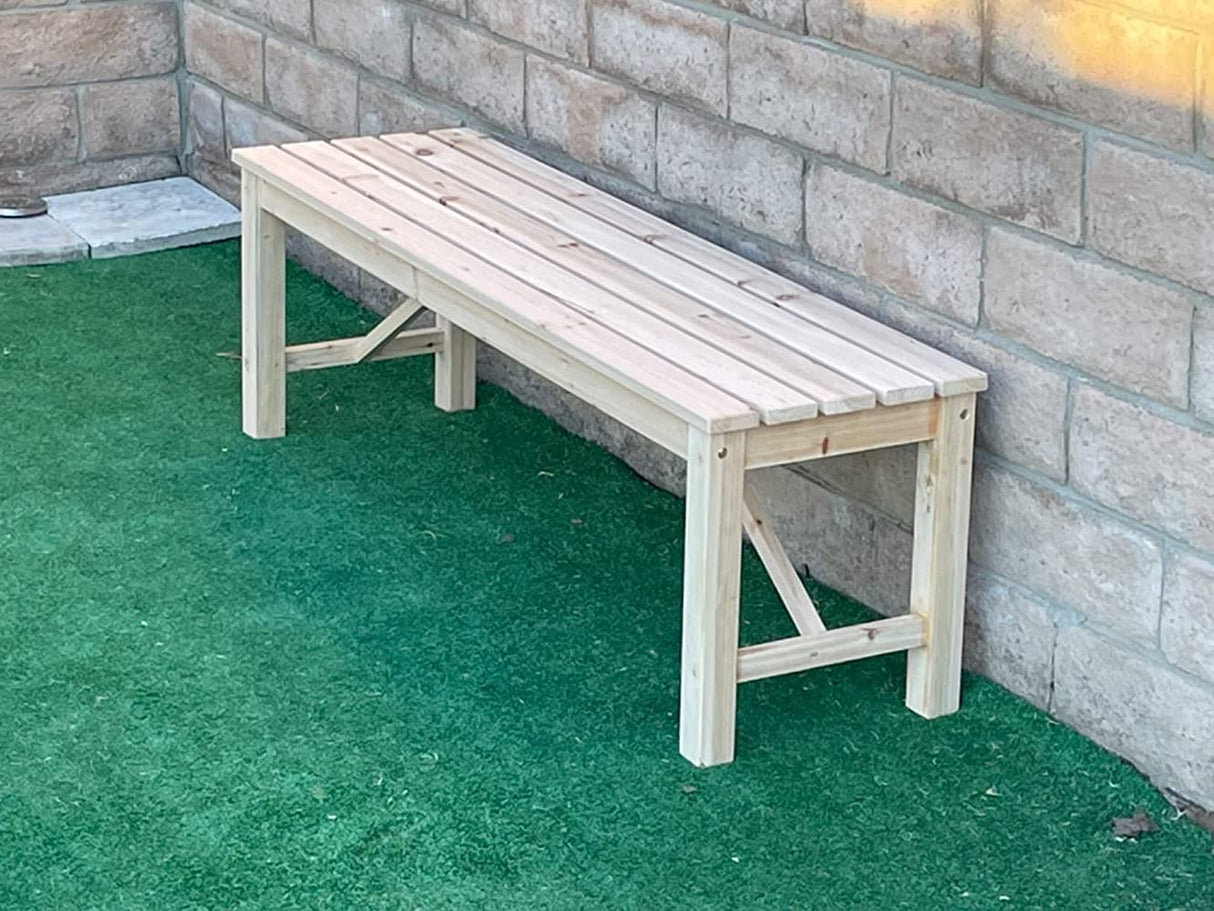 Outdoor Wood Bench Indoor Backless Porch Rustic Square Fir Log Solid Wood Fire Pit Bench for Patio Garden Deck and Backyard, 55" W×15.7" D×17.7" H, Natural Kdgarden