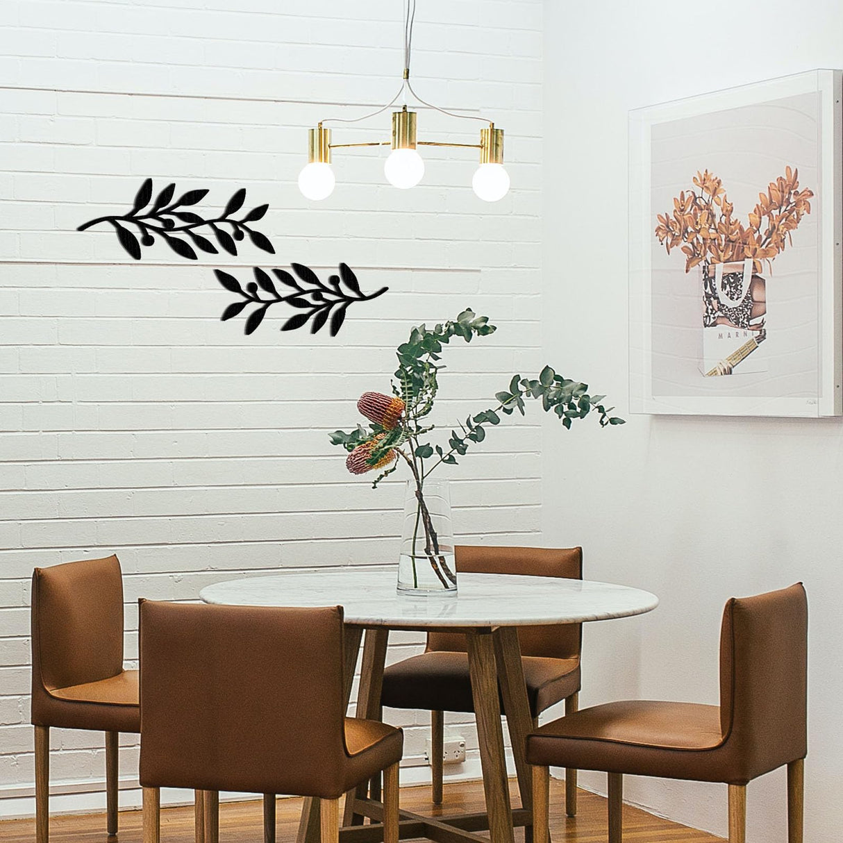 Zzbakress 2 Pieces Wooden Vine Olive Branch Leaf Leaf Wall Decor,Farmhouse Signs for Living Room Decoration (Black) Zzbakress