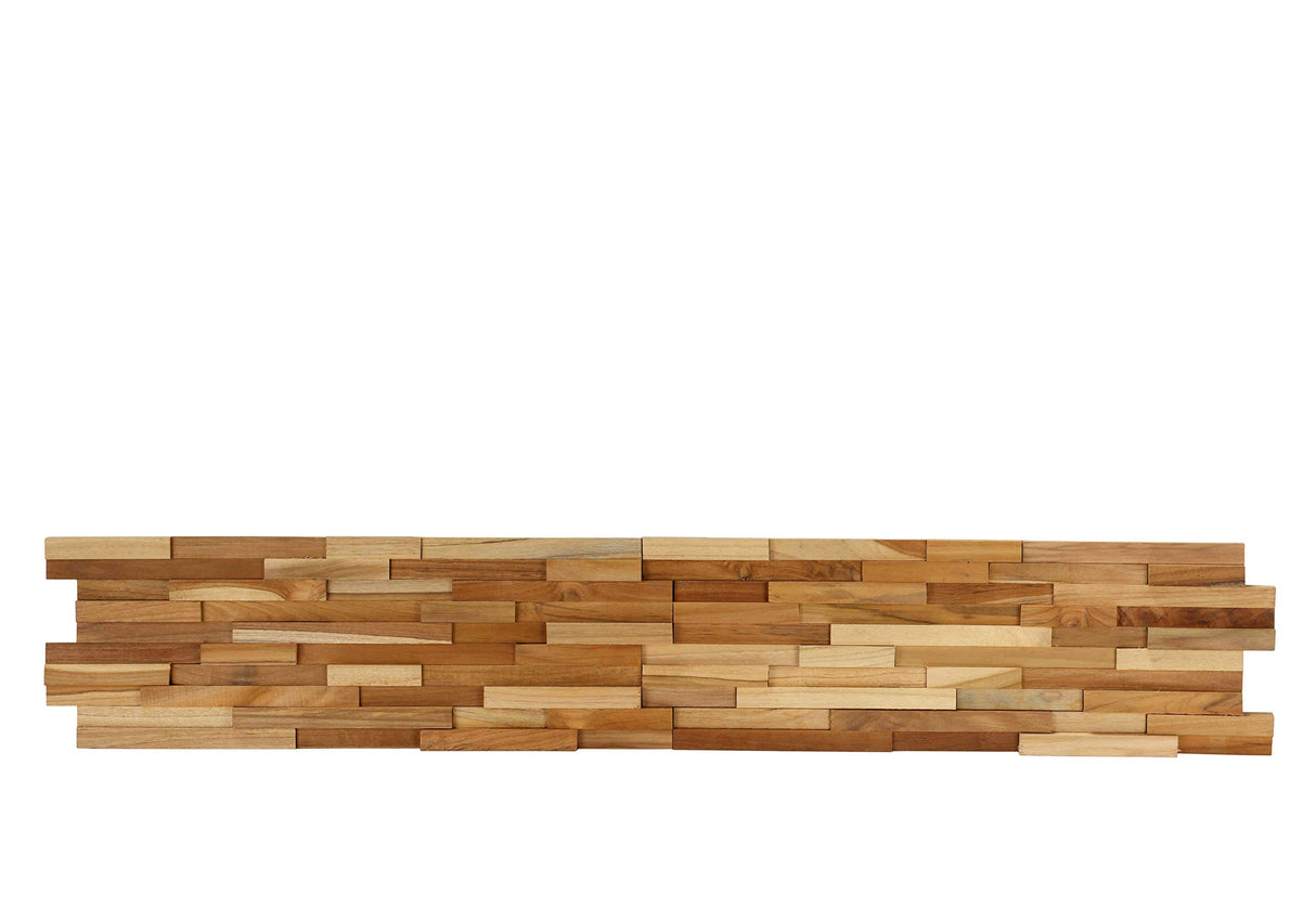 Bare Decor EZ-Wall 3D Mosaic Tile in Solid Teak Wood, Set of 10 Natural Finish Tiles Bare Decor