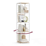 VASAGLE 4-Tier Rotating Corner Bookshelf with Bookends in Cloud White VASAGLE