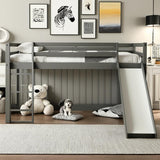 PVWIIK Twin Loft Bed with Slide for Boys and Girls,Toddler Loft beds with Safety Rails & Ladder,Save Space Design for Kids, Teens, Girls, Boys, No Box Spring Needed, Grey PVWIIK