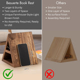 Besuerte Triangle Book Page Holder, Wooden Rest Stand, Assembly-Free Gifts for Lovers, Reading Valet, Bookstand for Bedroom, Living Room, Nook, Light Brown Besuerte