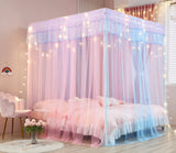 Mengersi Rainbow Canopy Bed Curtains with Lights - Princess Bed Canopy for Girls - Bed Drapes Netting- Bedroom Decoration Accessories,Twin Mengersi