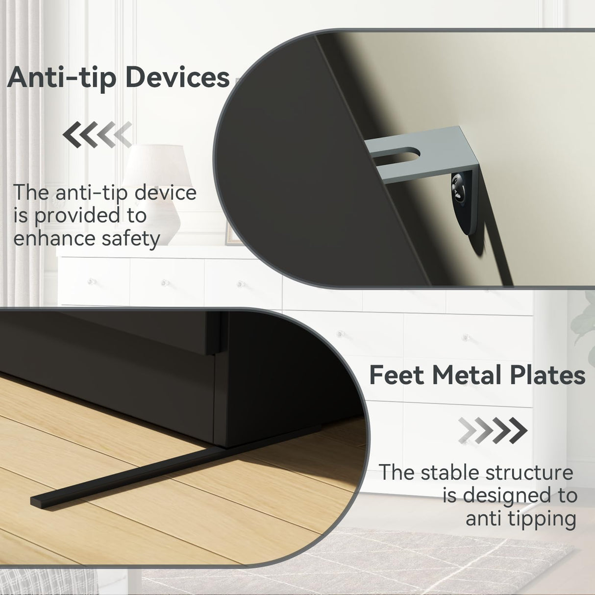 63'' Long Dresser for Bedroom, Double Wide Dresser 6 Drawer Dresser with 14 Organized Compartments, Modern Black Wood Dresser 6 Drawer with Glass Handles, Extra Large Chest of Drawers for Bedroom Gyfimoie