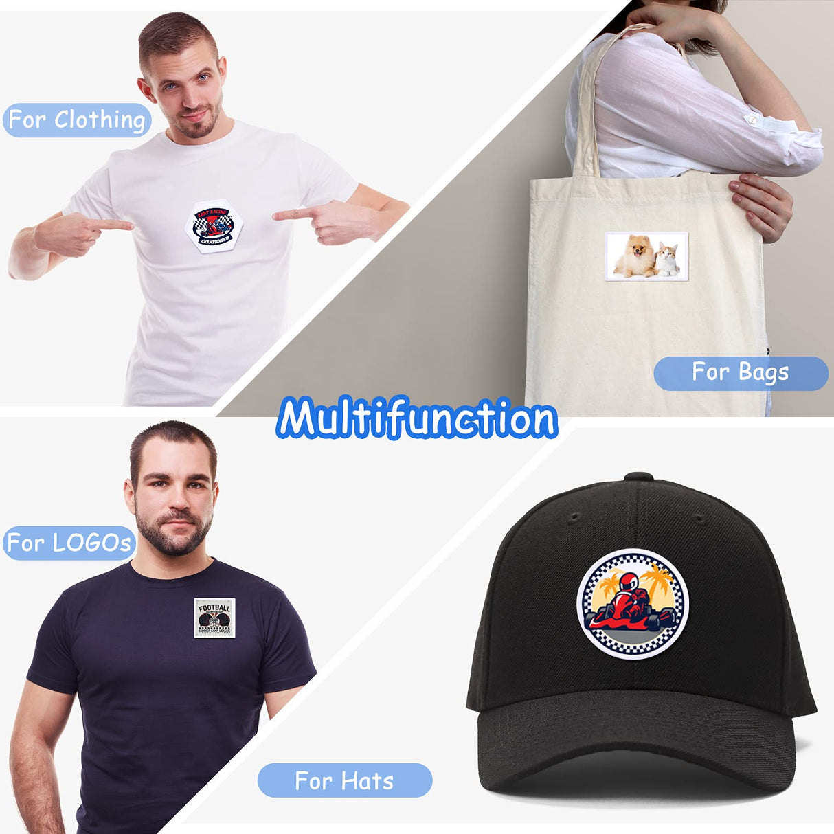 50 Pieces Sublimation Patch Fabric Iron-on Blank Patches Fabric Repair Sublimation Blank Patch Heat Transfer Blank Patch for Hats Clothes Uniforms Jeans Backpacks Dog Vest (White,Classic Series) Waydress