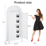 GAIOUS 73" Tall Metal Arched Kitchen Pantry Cabinet, Modern Farmhouse Storage Cabinets with 2 Doors & 4 Adjustable Shelves, 6-Tier Cupboard with Open Storage Area, Versatile Bookcase/Hutch-White GAIOUS